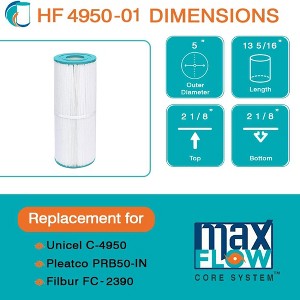 Hurricane HF4950-01 Advanced Spa Filter Cartridge for PRB50-IN, Unicel C-4950, Filbur FC-2390, Dynamic IV DFM, DFML, Series II & III RTL/RCF-5 - 1 of 4