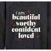 Women's - Instant Message - Beautiful Worthy Confident Loved Lightweight French Terry Wide Neck Long Sleeve Graphic Shirt - 2 of 4
