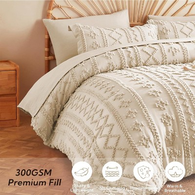 Der Rose BALHAM TRADE-Queen Comforter Set Tufted Boho Farmhouse 7 Piece Bed in a Bag for All Seasons Beige-Queen 88"x88" — фото 4
