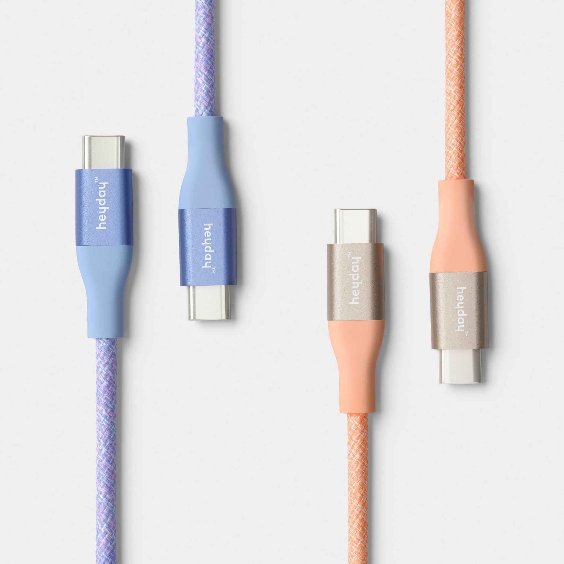 4ft USB-C to USB-C Braided Cable 2pk - heyday™ Peri-Blue Peach
