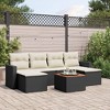 vidaXL 7 Piece Patio Sofa Set with Cushions Black Poly Rattan - Black and Cream - 2 of 4