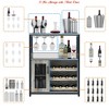 Living Room Wine Bar Rack Cabinet w/ Storage Space & Detachable Wine Rack, Coffee Bar w/ Glass Holder, 3-Tier Kitchen Buffet Cabinet - 4 of 4