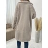 Women's Button Down Cardigan Coat Long Sleeve Ribbed Cuff Open Front Casual Overcoat - 2 of 3