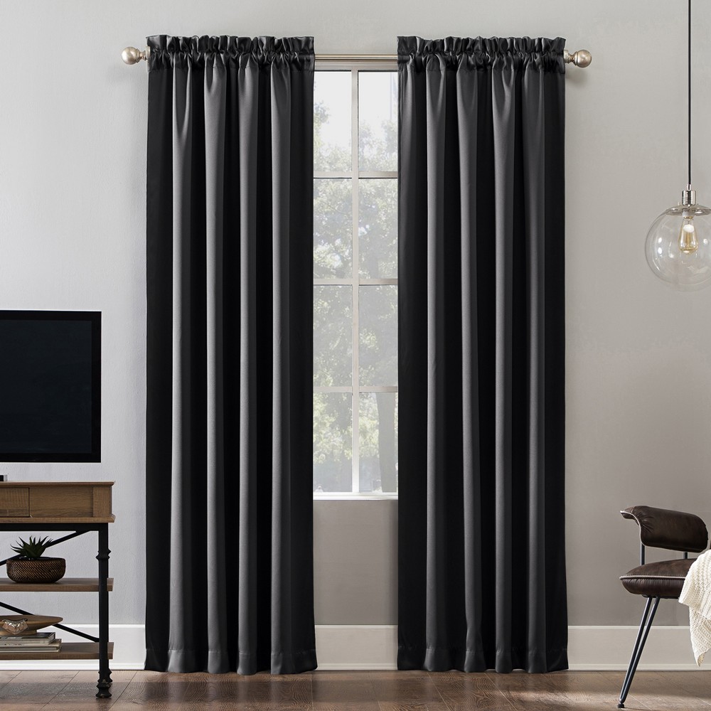Photos - Curtain Rod / Track 52"x63" Sun Zero Blackout Oslo Theater Grade Rod Pocket Curtain Panel Coal Gray: Noise Reduction, Energy Efficient