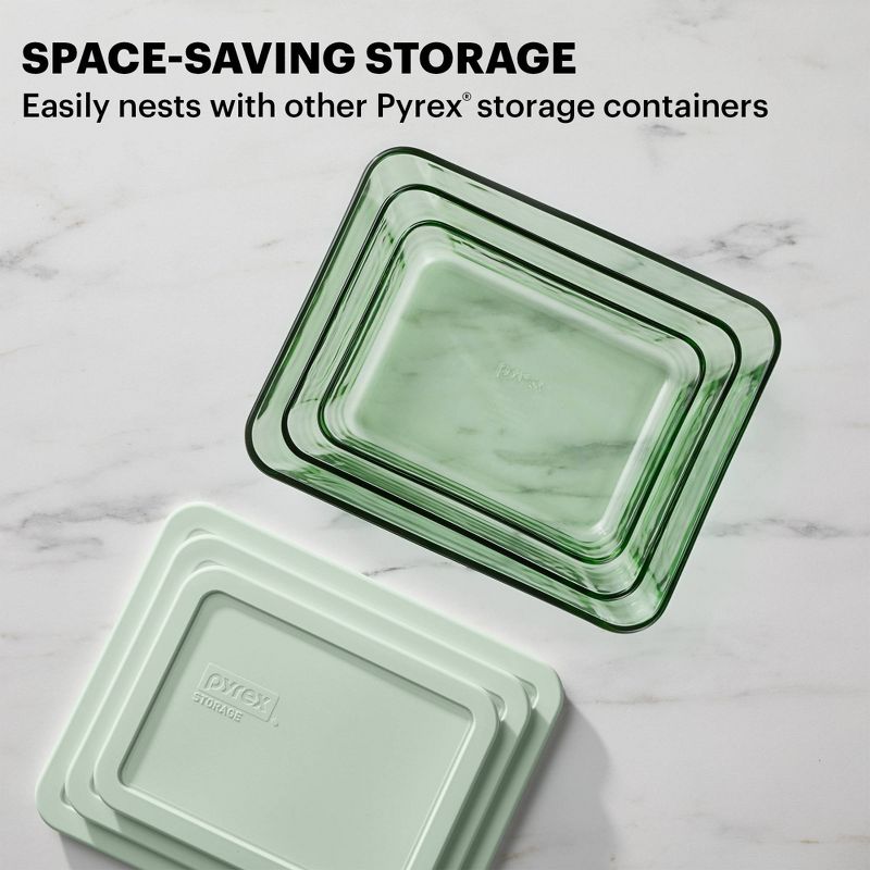 Pyrex&#174; Simply Store&#174; Tinted 6pc Lidded Rectangle Storage Set Green, 3 of 5