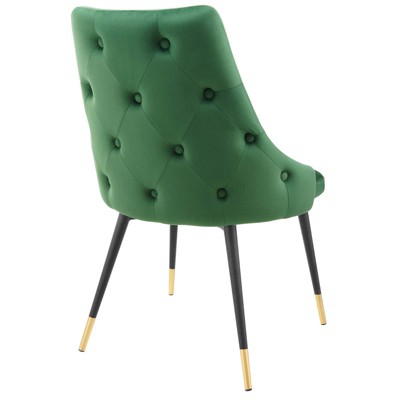 Emerald Velvet Upholstered Side Chair with Metal Accents