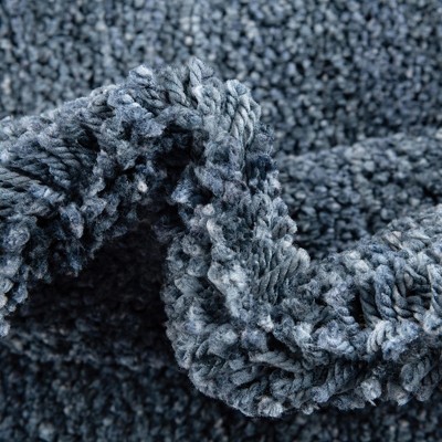 Blueberry Blue 8' x 10' Solid Shag Synthetic Area Rug