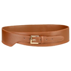 INSPIRE CHIC Women's Obi Vintage Faux Leather Buckle Wide Belts - 1 of 4
