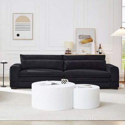 CAVINAS 104.72 inch Fabric Sofa Couch, Mid Century Modern Sofa Solid Wood Leg, for Living Room, Apartment, Bedroom, Office