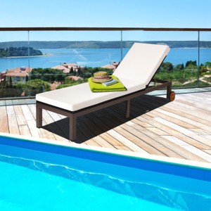 Tangkula Patio Adjustable Rattan Recliner Chaise Lounge Chair w/ Cushion Wheels - 1 of 4