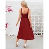 Clearlove Women's Casual Summer Midi Dress Spaghetti Strap Button Down Sleeveless A-Line Beach Swing Sundress - 3 of 4