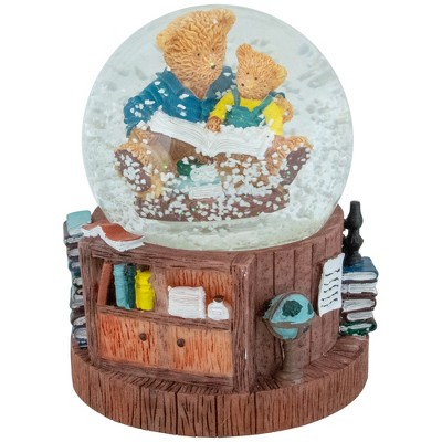 Northlight 6" Musical Reading Teddy Bears Snow Globe