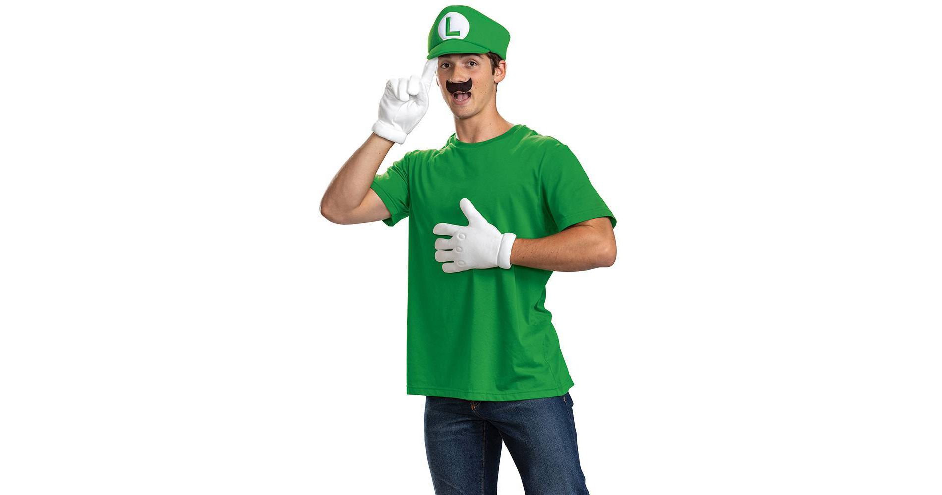 Nintendo Super Mario Luigi Adult Elevated Halloween Costume Accessory Kit One Size Fits Most