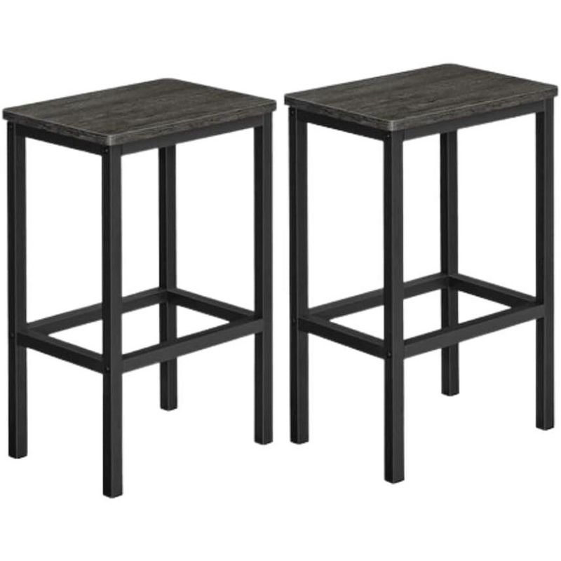 VASAGLE Bar Stools, Set of 2 Bar Chairs, Kitchen Breakfast Bar Stools with Footrest, Industrial in Living Room, Party Room, 1 of 7