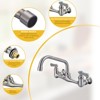 WOWOW Commercial Faucet with 8 in. Swivel Spout, Double Handle Wall Mounted Standard Kitchen Faucet in Brushed Nickel - 3 of 4