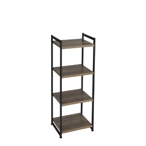 Household Essentials 47.2" Jamestown Narrow 4 Shelf Bookshelf Black: Metal Frame, Adult Assembly Required - 1 of 4