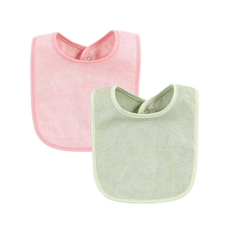 Hudson Baby Infant Girls Rayon from Bamboo Bib with Waterproof Lining 10pk, Pink Sage, One Size, 3 of 8