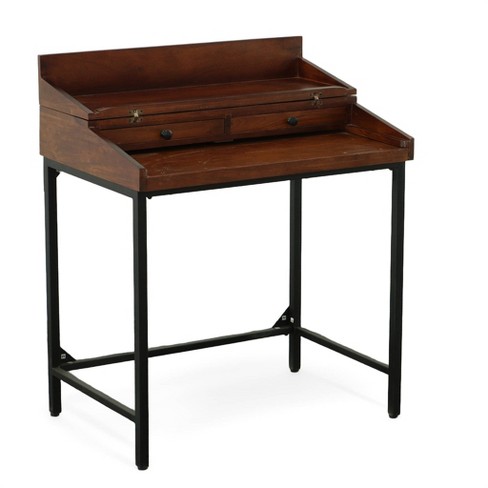 Raleigh Rustic Top Rta Writing Desk Chestnut black Carolina