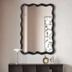 Beautyolove Rectangle Wood Framed Wavy Wall Mirror - 1 of 4