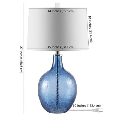 Nadine Modern Blue Glass Urn Table Lamp - 17"