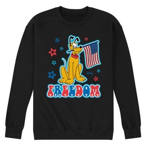Men's - Disney - Pluto Freedom USA Flag with Red and Blue Stars Graphic Fleece Sweatshirt - 1 of 4