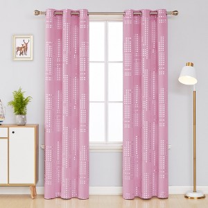 Deconovo Room Darkening Silver Foil Grommet Curtains (2 Panels) - 1 of 4
