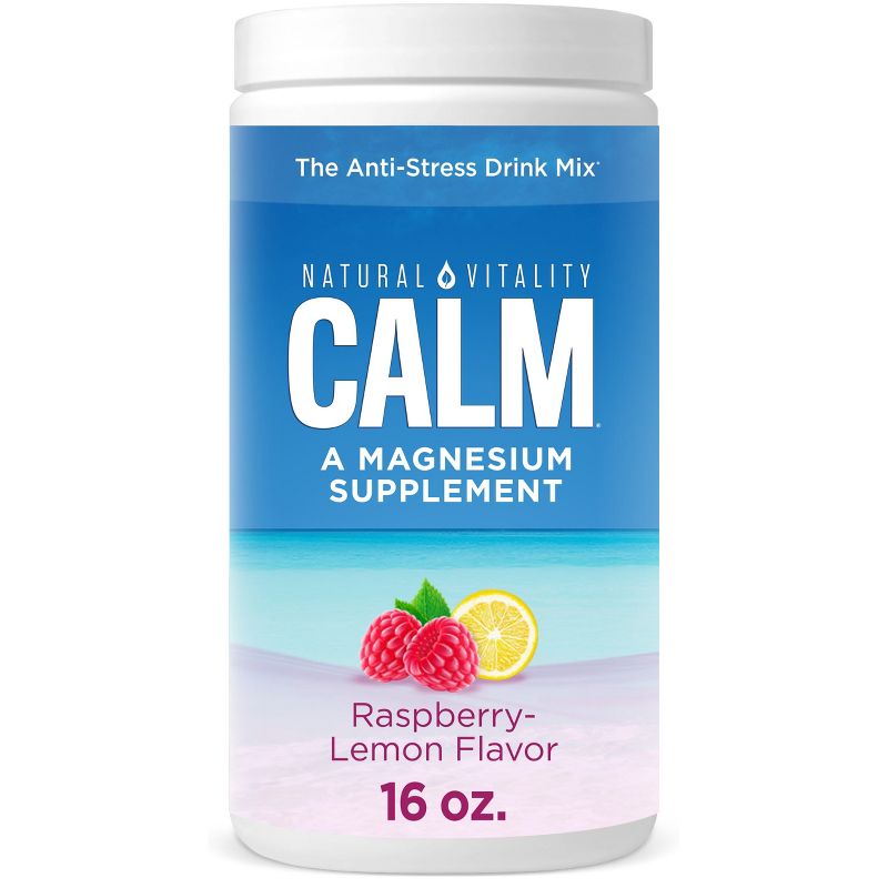 Natural Vitality Calm, Magnesium Citrate Supplement Powder, Anti-Stress Drink Mix, Raspberry Lemon, 16 Ounces, 1 of 3