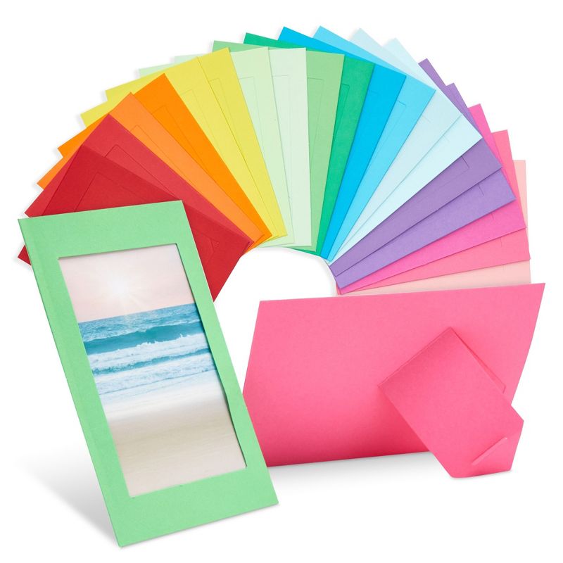 Juvale 50 Pack Colorful Cardboard Picture Frames with Easel Stand, 10 Rainbow Colors, 4x6 Inches, 1 of 11
