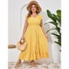 Coolmee Women's Plus Size Summer Boho Dress Ruffle Cap Sleeveless V Neck Long Beach Maxi Dress - 2 of 4