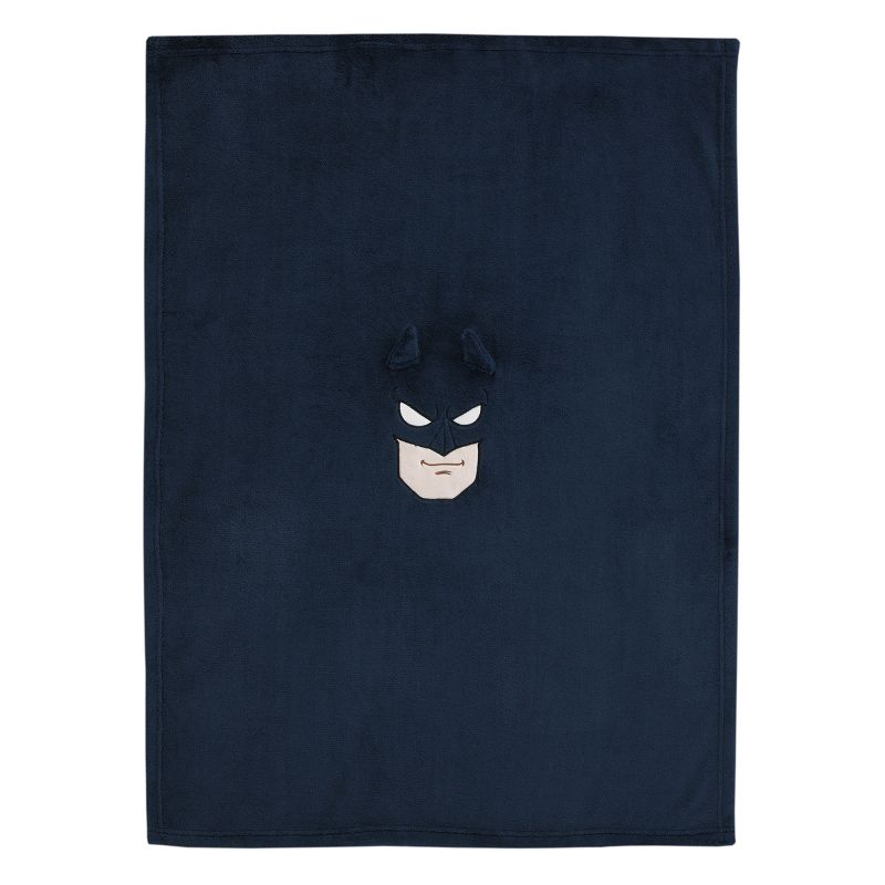 Warner Brothers Batman The Caped Crusader Navy, Gray and Yellow Batman Character Shaped Blanket, 5 of 9