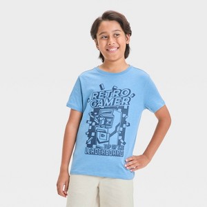 Boys' Short Sleeve 'Top of the Leaderboard' Graphic T-Shirt - Cat & Jack™ Dusty Blue - 1 of 4