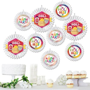 Big Dot of Happiness Holi Hai - Hanging Festival of Colors Party Tissue Decoration Kit - Paper Fans - Set of 9 - 1 of 4