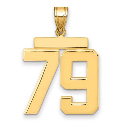 Black Bow Jewelry 14k Yellow Gold, Athletic Collection, Large Polished Number 79 Pendant