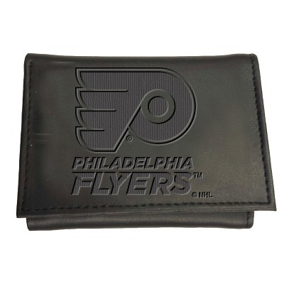 Evergreen NHL Philadelphia Flyers Black Leather Trifold Wallet Officially Licensed with Gift Box