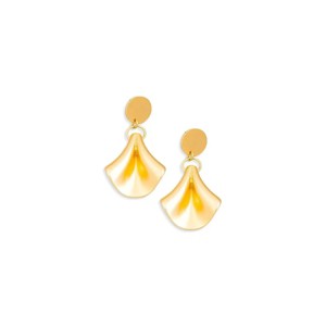 Slickblue Women's Drop Earrings, Metallic Fan Shape, Stylish Party Jewelry, Unique Design, Gold/Silver, 2"x1" - 1 of 3