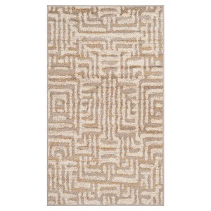 Ivory/Mauve Shapes Loomed Accent Rug 3