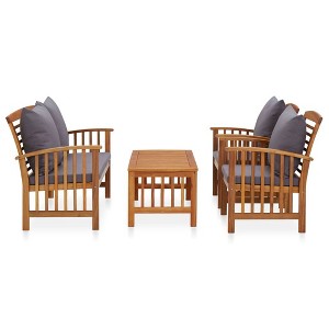 vidaXL Patio Lounge Set | 4 Pieces | Solid Acacia Wood Construction | Vintage-Inspired Design | Cushions Included | Perfect for Outdoor Spaces - 1 of 4