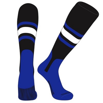PEAR SOX OTC Baseball Softball Stirrup Socks (B, 7in) Black, Royal, White, Royal (L)