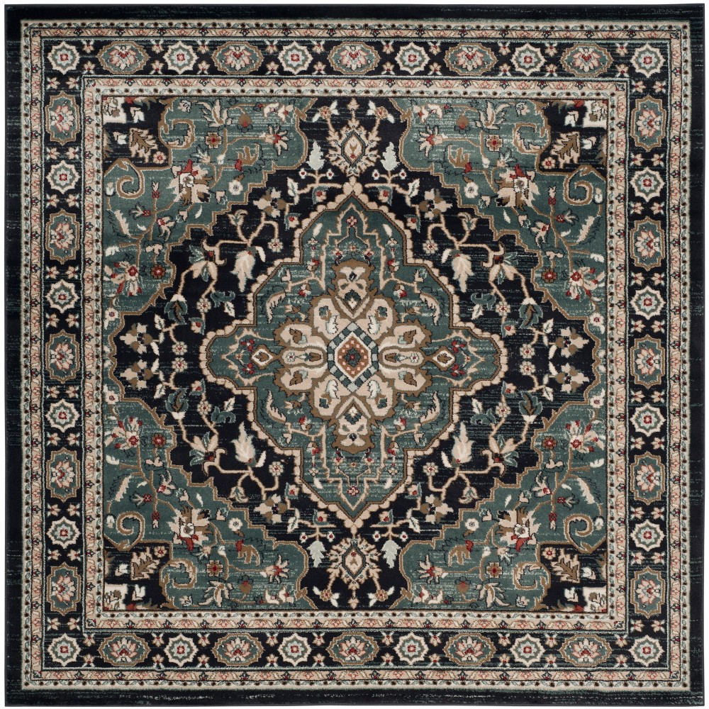 7'x7' Medallion Loomed Square Area Rug Anthracite/Teal - Safavieh