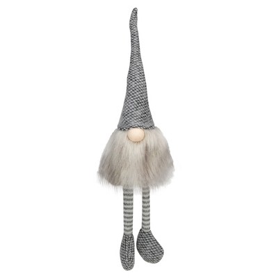 Northlight 18.5" Black, Beige, and Gray Plush Sitting Elf Tabletop Christmas Decoration