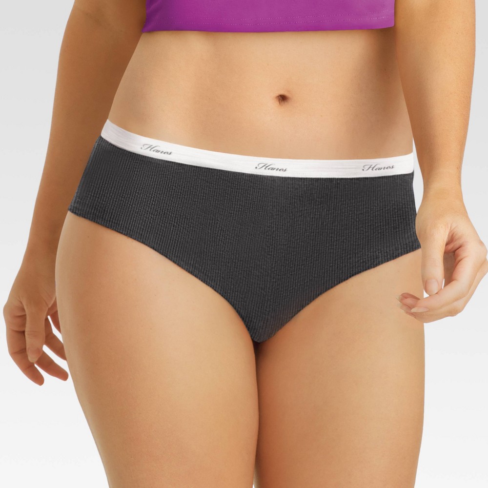 Hanes Women's 6pk Cotton Ribbed Heather Hipster Underwear - Assorted 5, Grey
