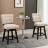 HOMCOM Swivel Bar Stools Set of 2, Fabric Tufted Counter Height Bar Stools with Rubber Wood Legs and Footrest for Dining Room, Kitchen, Pub - image 3 of 4