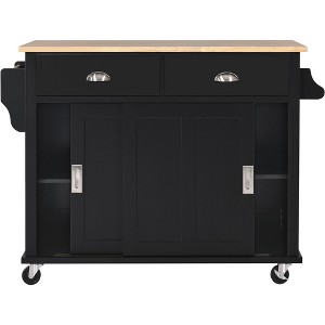 NicBex 2 Drawer Rolling Kitchen Island Cart with Sliding Barn Door,Kitchen Island on Wheels with Drop-down Desktop,Island Table for Kitchen - 1 of 4