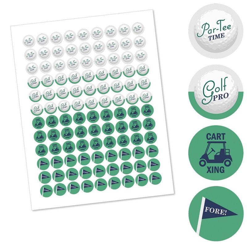 Big Dot of Happiness Par-Tee Time - Golf - Birthday or Retirement Party Round Candy Sticker Favors - Labels Fits Chocolate Candy (1 sheet of 108), 2 of 6