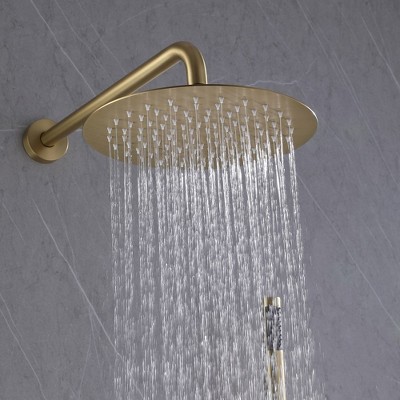 Brushed Gold Stainless Steel Rain Shower Faucet with Handheld Combo
