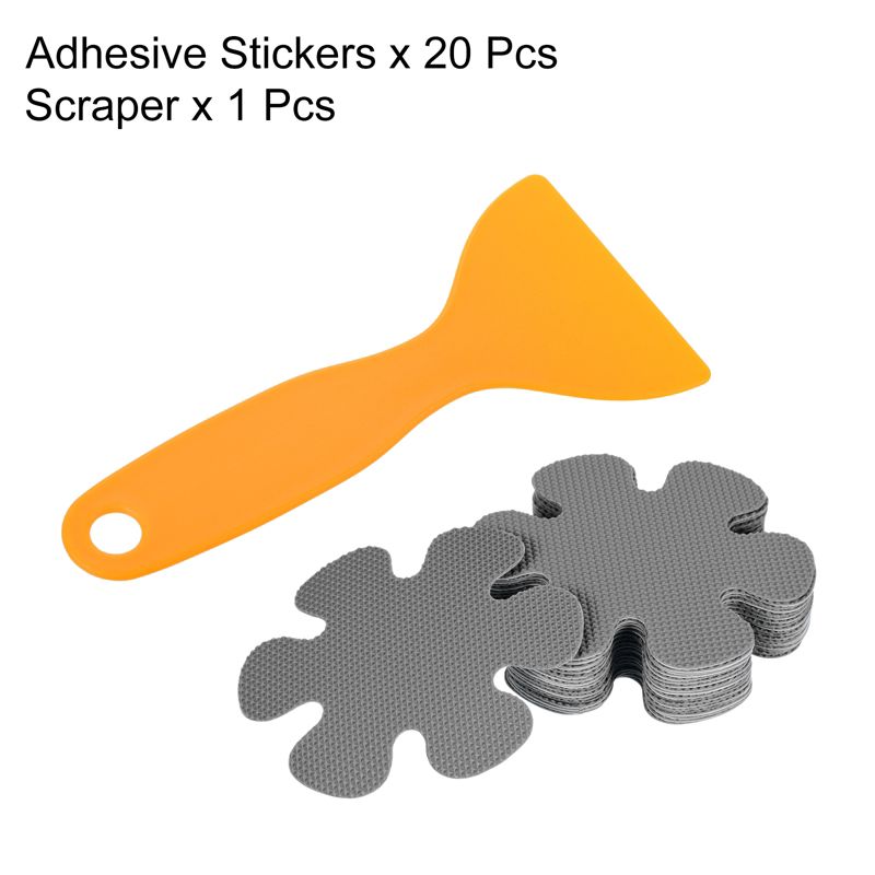 Unique Bargains Non Slip Bathtub Stickers Safety Shower Treads Adhesive Decal Flower Shape with Scraper for Stairs Tub Gray 20 Pcs, 3 of 6