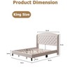 Bed Frame with Headboard – Upholstered Velvet Platform Bed, Rivet Button Tufted, Heavy Duty, No Box Spring - 2 of 4