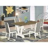 HomeStock 5-Piece Rectangle Wire Brushed Linen White Finish Solid Wood Top Dining table with 4 Chairs - 2 of 4