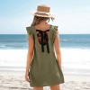 Women's Olive Green Back Tie Detail Flutter Sleeve Beach Dress - Cupshe - 4 of 4