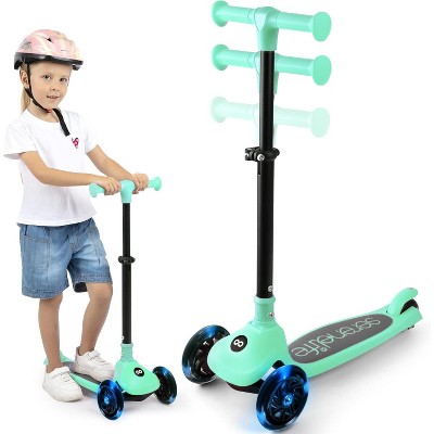 SereneLife 3-Wheel Foldable Kid Kick Scooter - Adjustable Handlebar, LED Lights
